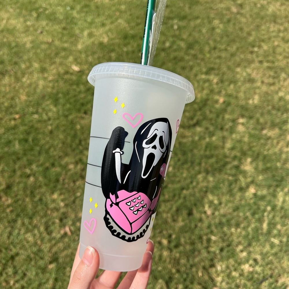 Scream ghost faceπdesigned Starbucks reusable venti cold cup - Picture 3 of 3